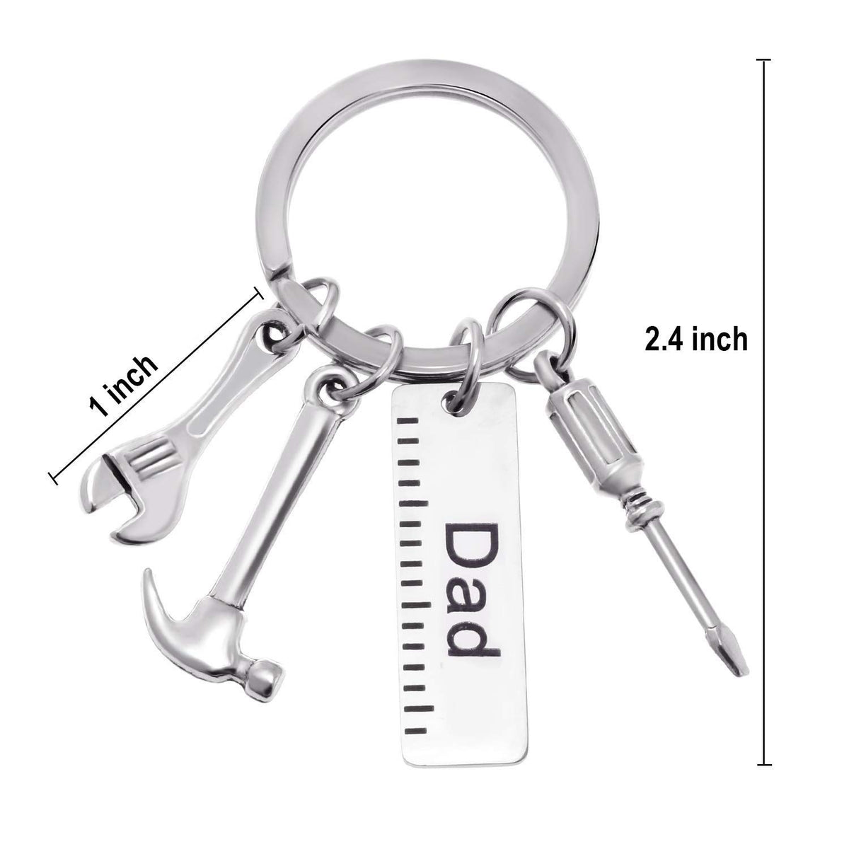 Keychain with Ruler Hammer Wrench Screwdriver Gifts for Dad, Father’s Day Birthday Gifts from daughter and Son