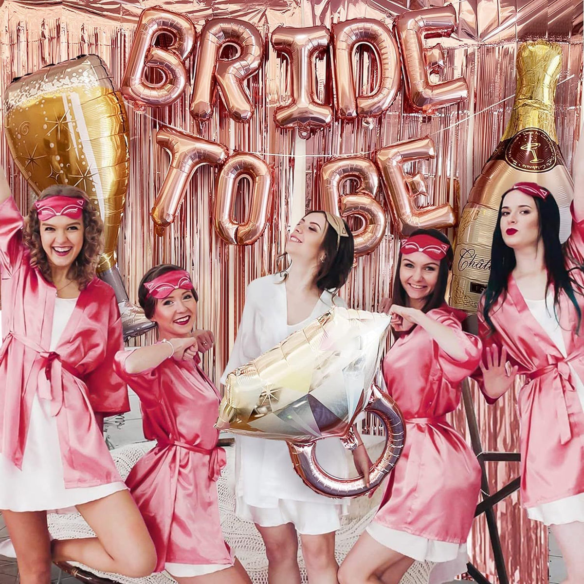 Bachelorette Party Decorations, Bridal Shower Decorations Supplies Bride to Be Balloons Rose Gold Bridal Foil Curtain Backdrop