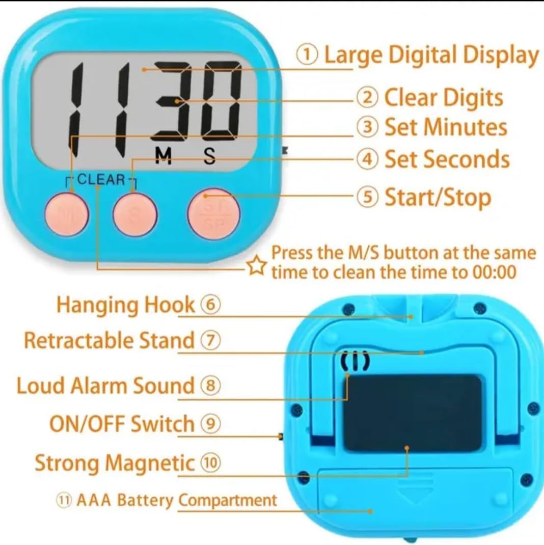 2 Pack Classroom Timers for Teachers Kids Large Magnetic Digital Timer Blue Pink Classroom Timer for Children and Teacher