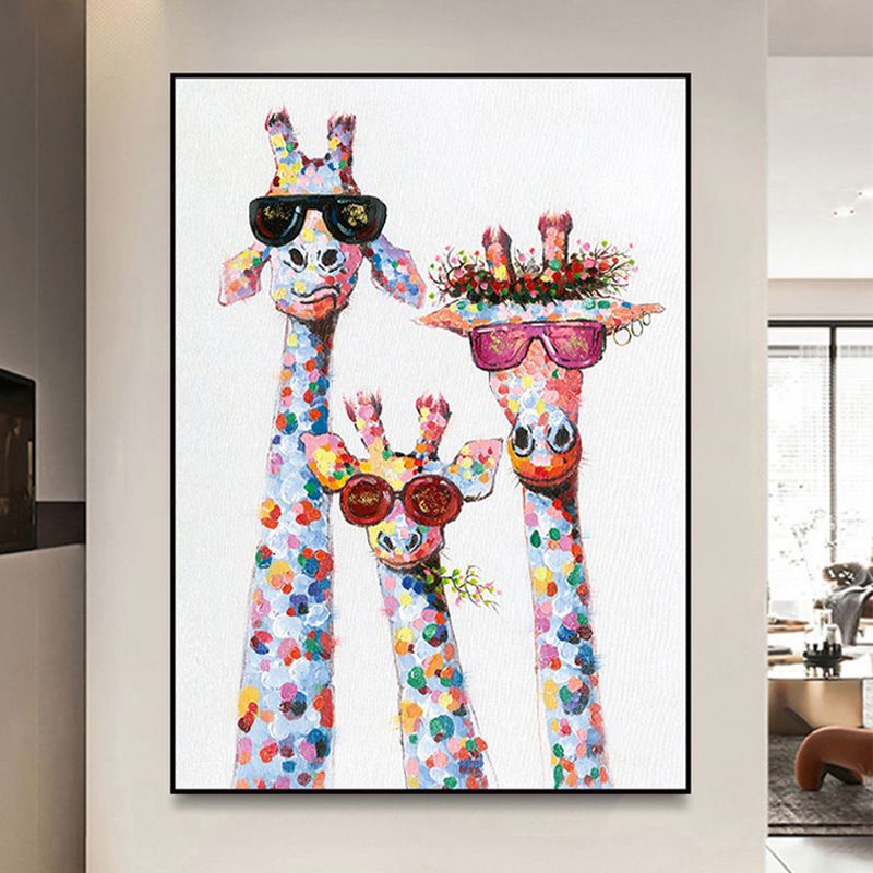 Cartoon Giraffes Contemporary Abstract Wall Art Puzzle, Ready-to-Hang Wall Decoration for Home and Office, Gift for Housewarming