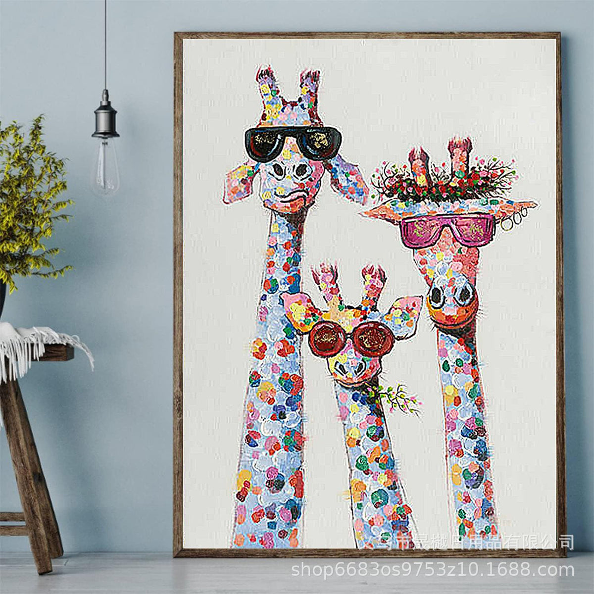 Cartoon Giraffes Contemporary Abstract Wall Art Puzzle, Ready-to-Hang Wall Decoration for Home and Office, Gift for Housewarming