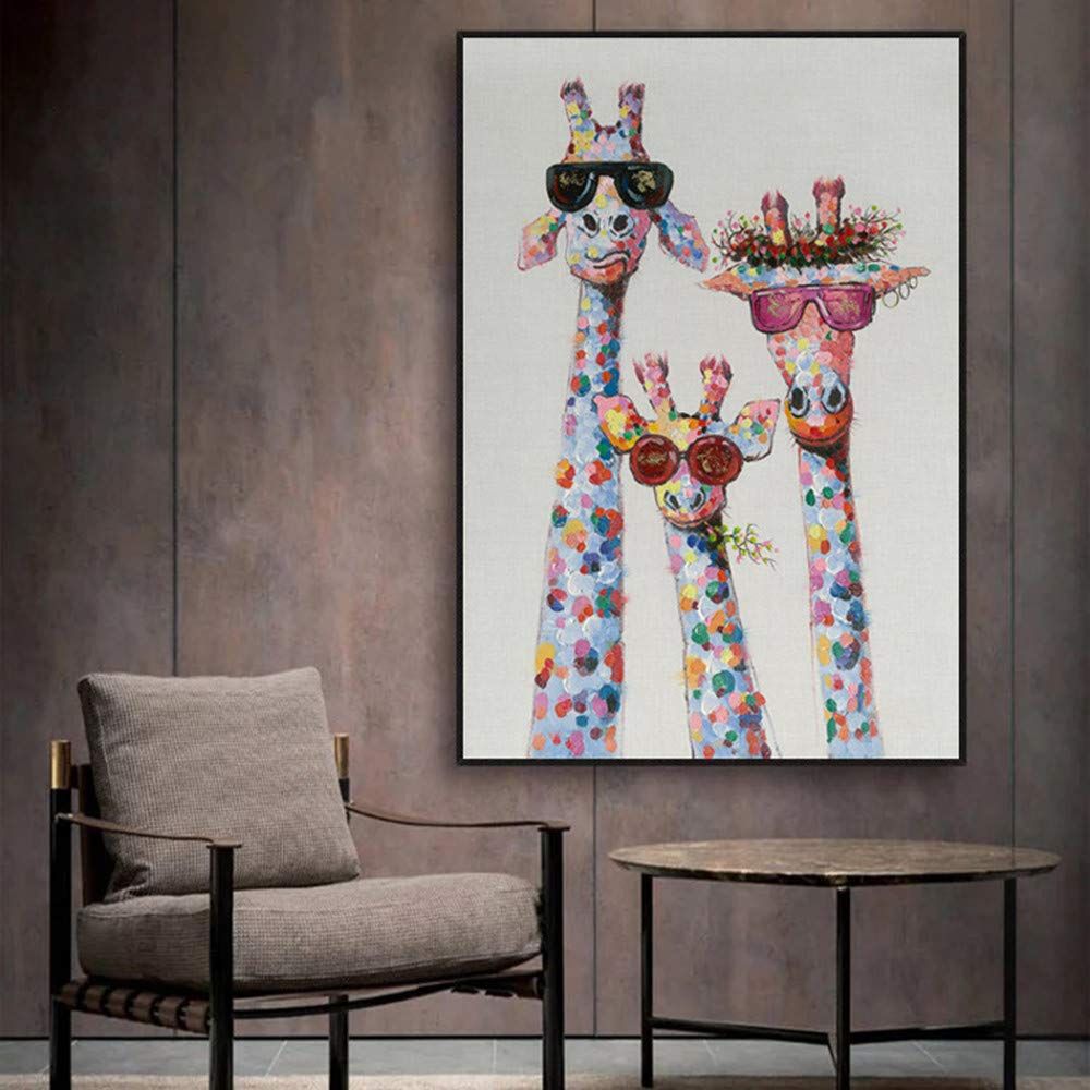 Cartoon Giraffes Contemporary Abstract Wall Art Puzzle, Ready-to-Hang Wall Decoration for Home and Office, Gift for Housewarming