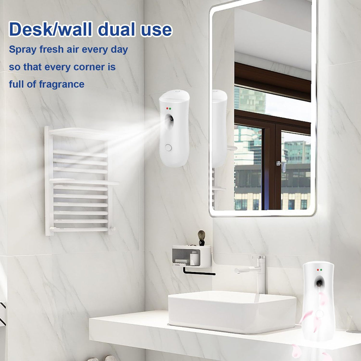Automatic Air Freshener Spray Dispenser (2-Pack) , Free Standing or Wall Mounted Automatic Aerosol Spray Dispenser Adjustable
