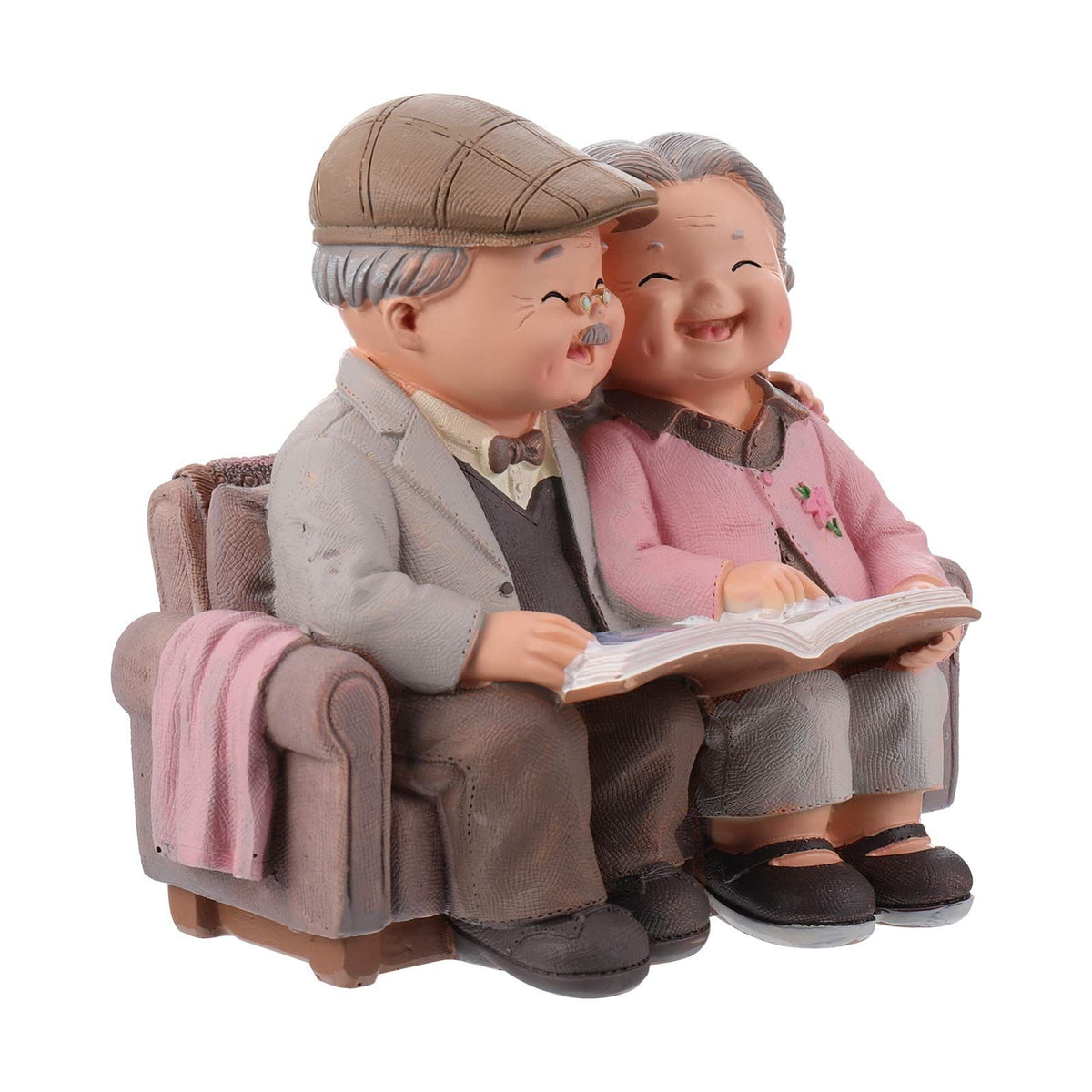 Loving Elderly Couple Miniature Figurines Grandparents Parents Statue Resin Couple Ornaments for Valentines Day Wedding