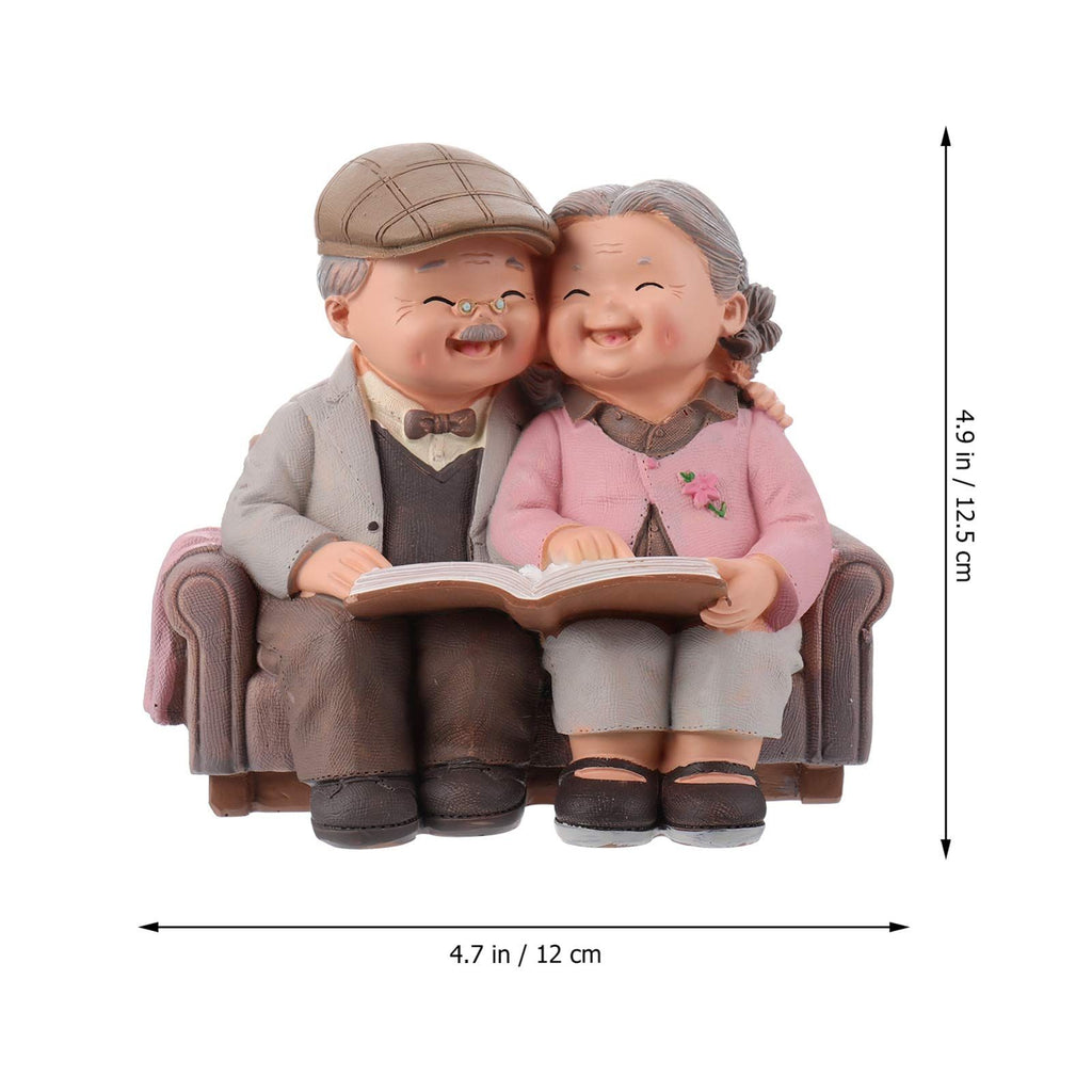Loving Elderly Couple Miniature Figurines Grandparents Parents Statue Resin Couple Ornaments for Valentines Day Wedding