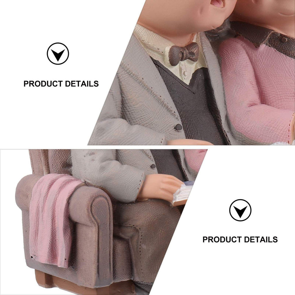 Loving Elderly Couple Miniature Figurines Grandparents Parents Statue Resin Couple Ornaments for Valentines Day Wedding
