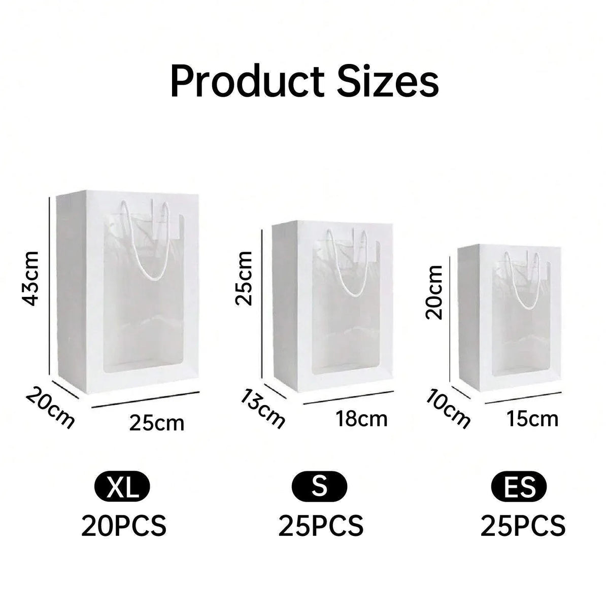 25x Thick Gift Bags with Transparent Window for Valentines Day Bouquets and Gift - Tote-Bag-25pcs-Pink-18-13-25cm