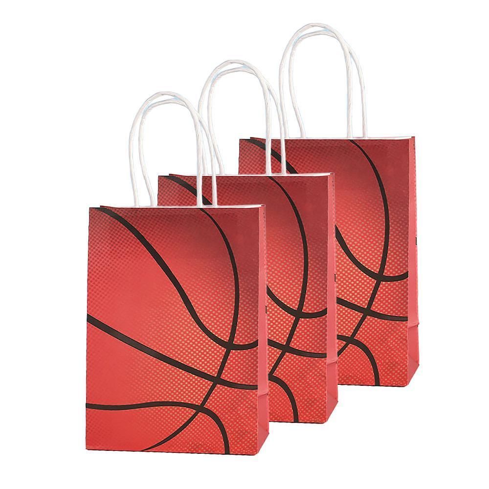 30PCS Fashion Ball Kraft Paper Gift Bag Festivals gift tote bag Party Favor Bag - Basketball-30pcs