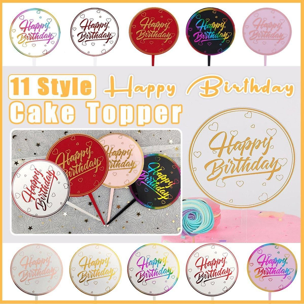 Happy Birthday Anniversary Wedding CakeCardboard Topper Acrylic Party Decoration - 13