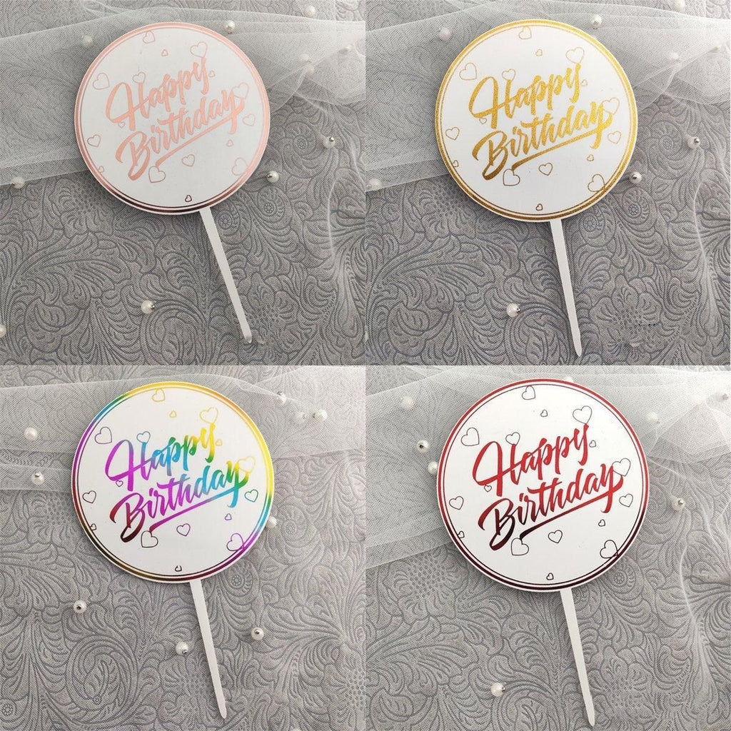 Happy Birthday Anniversary Wedding CakeCardboard Topper Acrylic Party Decoration - 13