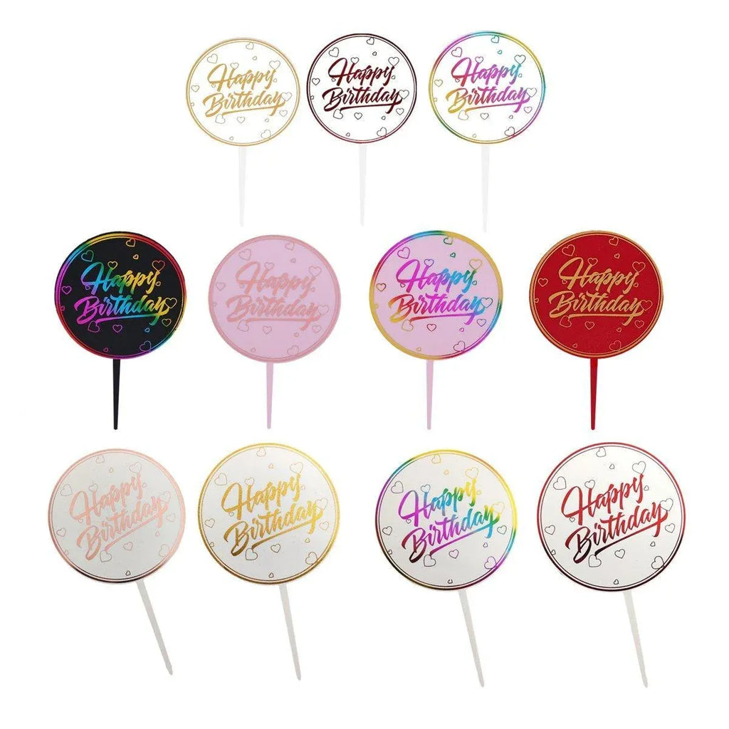 Happy Birthday Anniversary Wedding CakeCardboard Topper Acrylic Party Decoration - 14