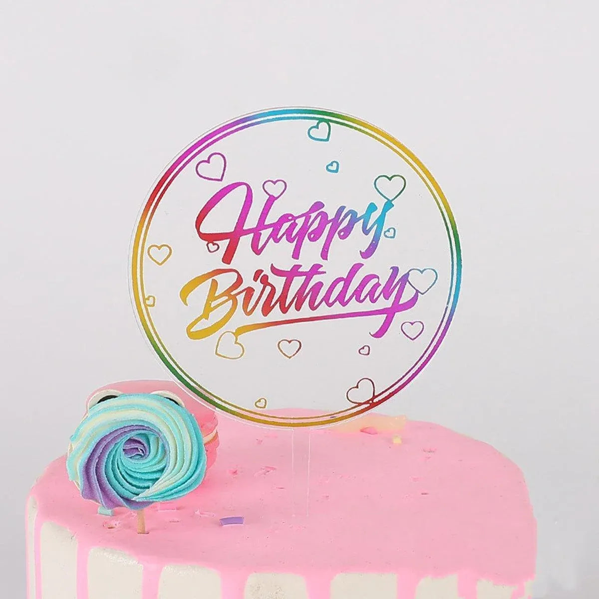 Happy Birthday Anniversary Wedding CakeCardboard Topper Acrylic Party Decoration - 16