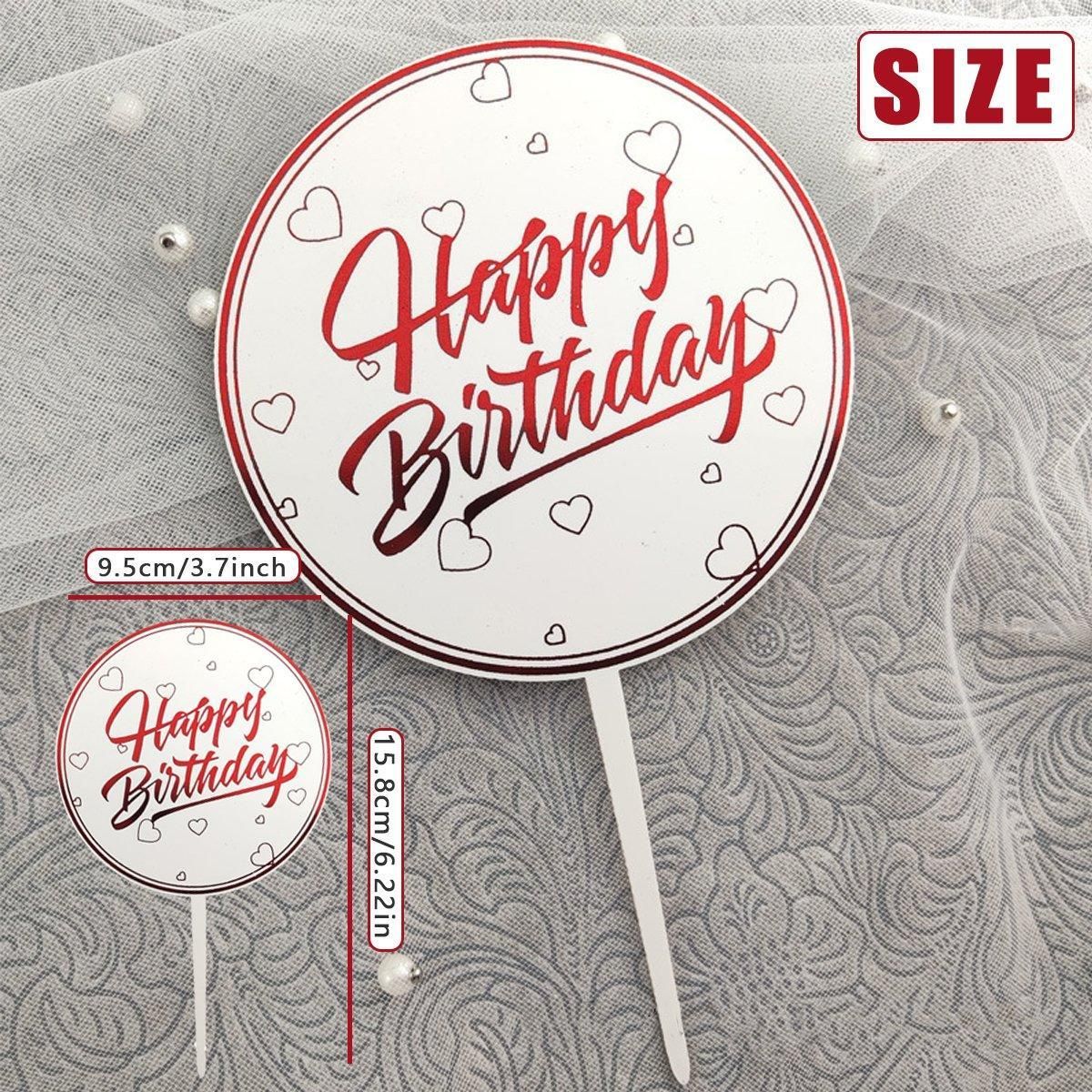 Happy Birthday Anniversary Wedding CakeCardboard Topper Acrylic Party Decoration - 16