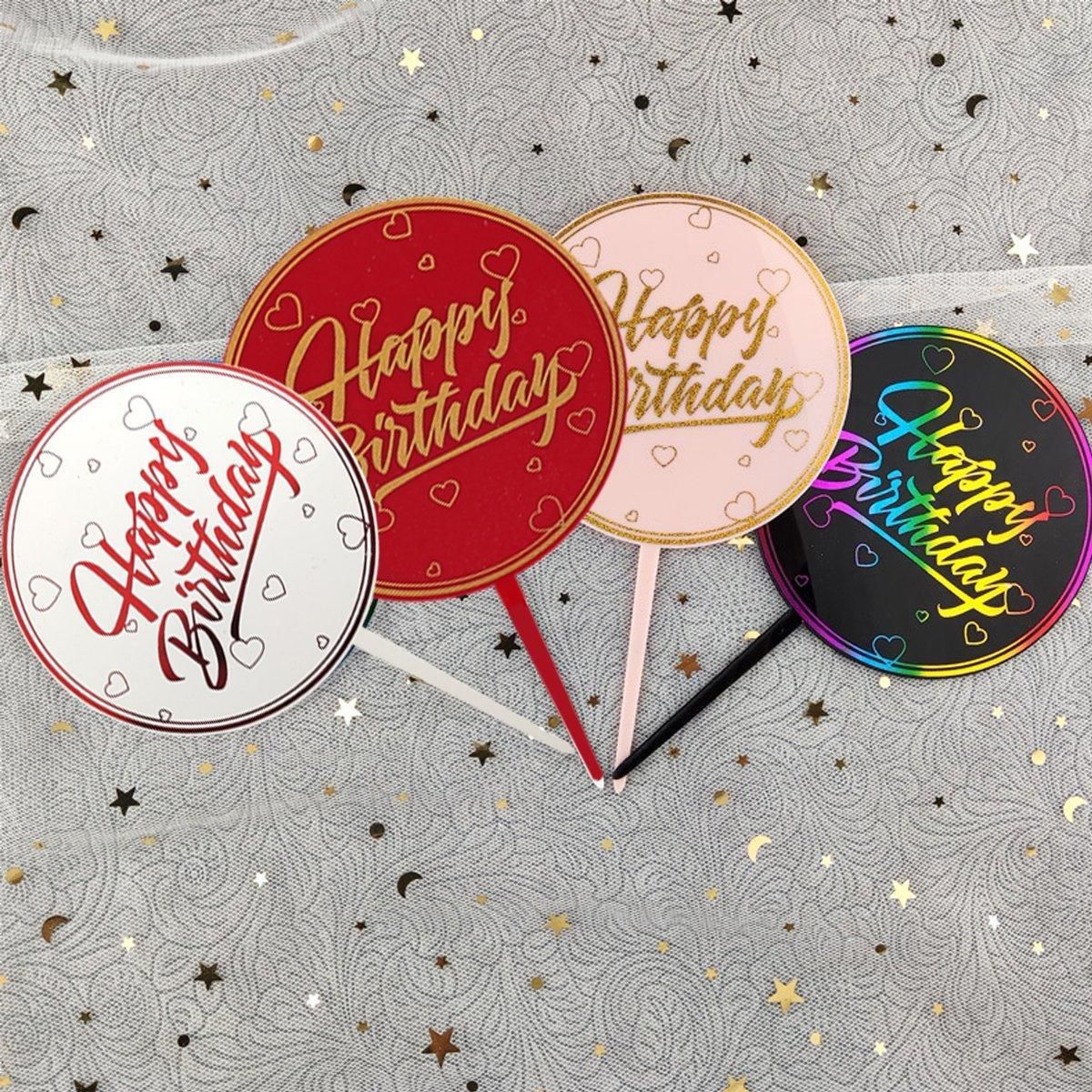 Happy Birthday Anniversary Wedding CakeCardboard Topper Acrylic Party Decoration - 16