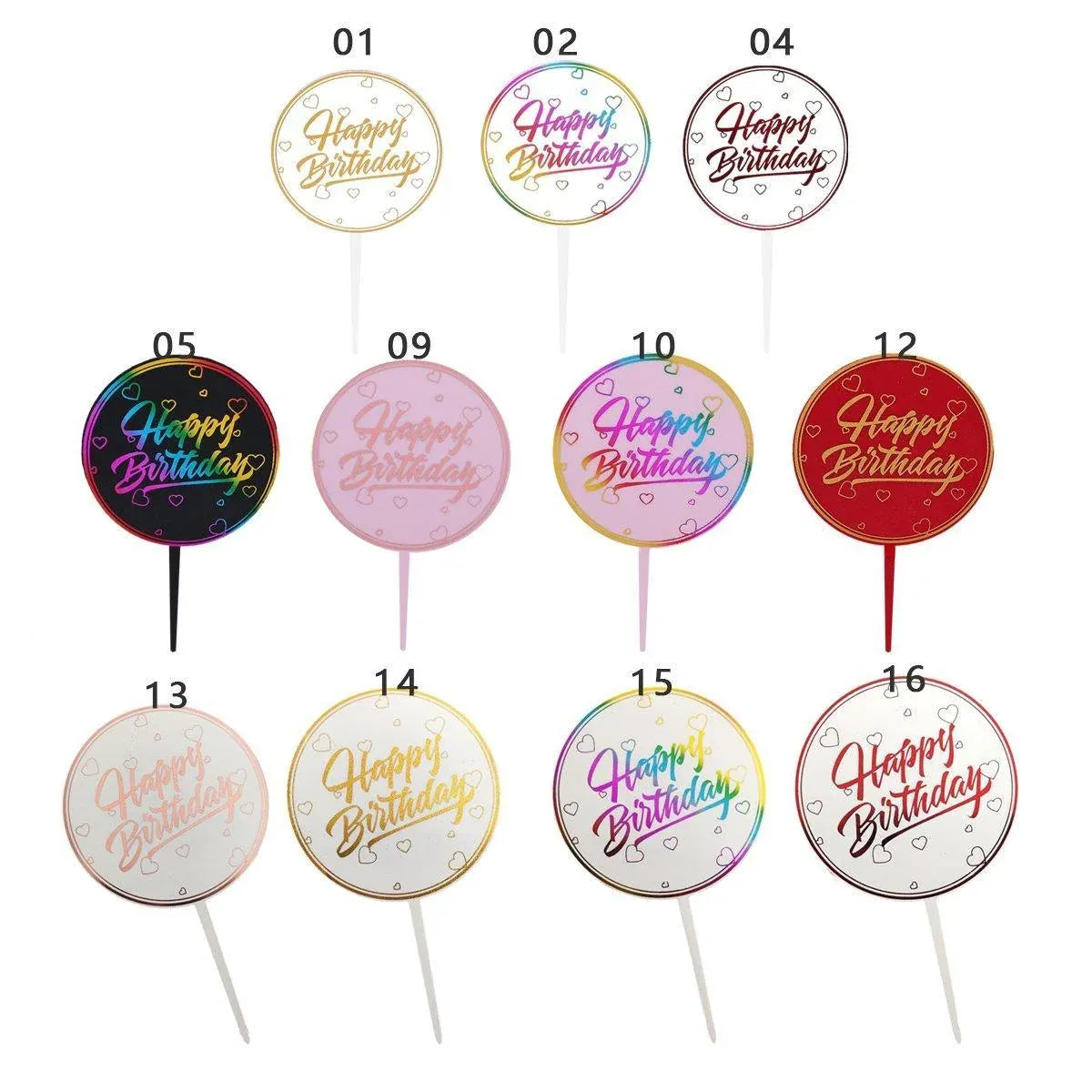 Happy Birthday Anniversary Wedding CakeCardboard Topper Acrylic Party Decoration - 16