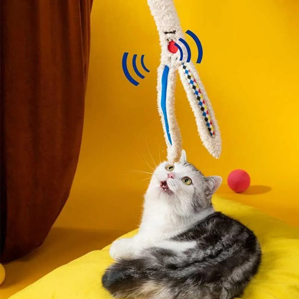 Circus Themed Cat Teaser Stick Interactive Teaser Pole Toy for Cats and Kittens - Juggling Rabbit