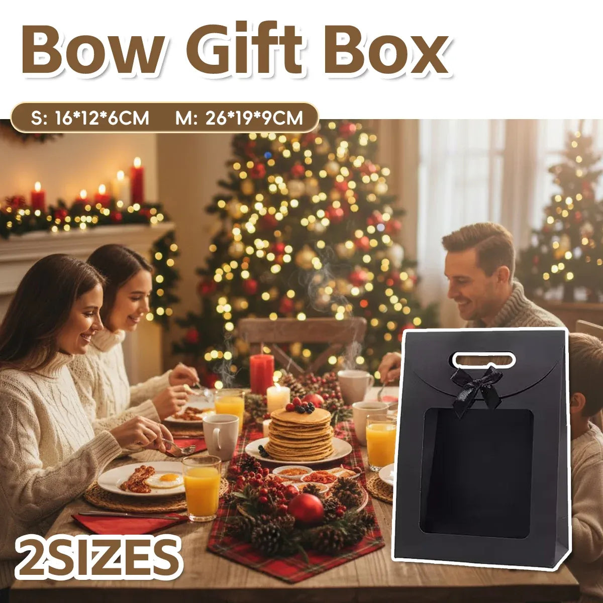 24PCS Bow Gift Boxes with Clear Window Aesthetic for Candy Gift Packaging Use - M