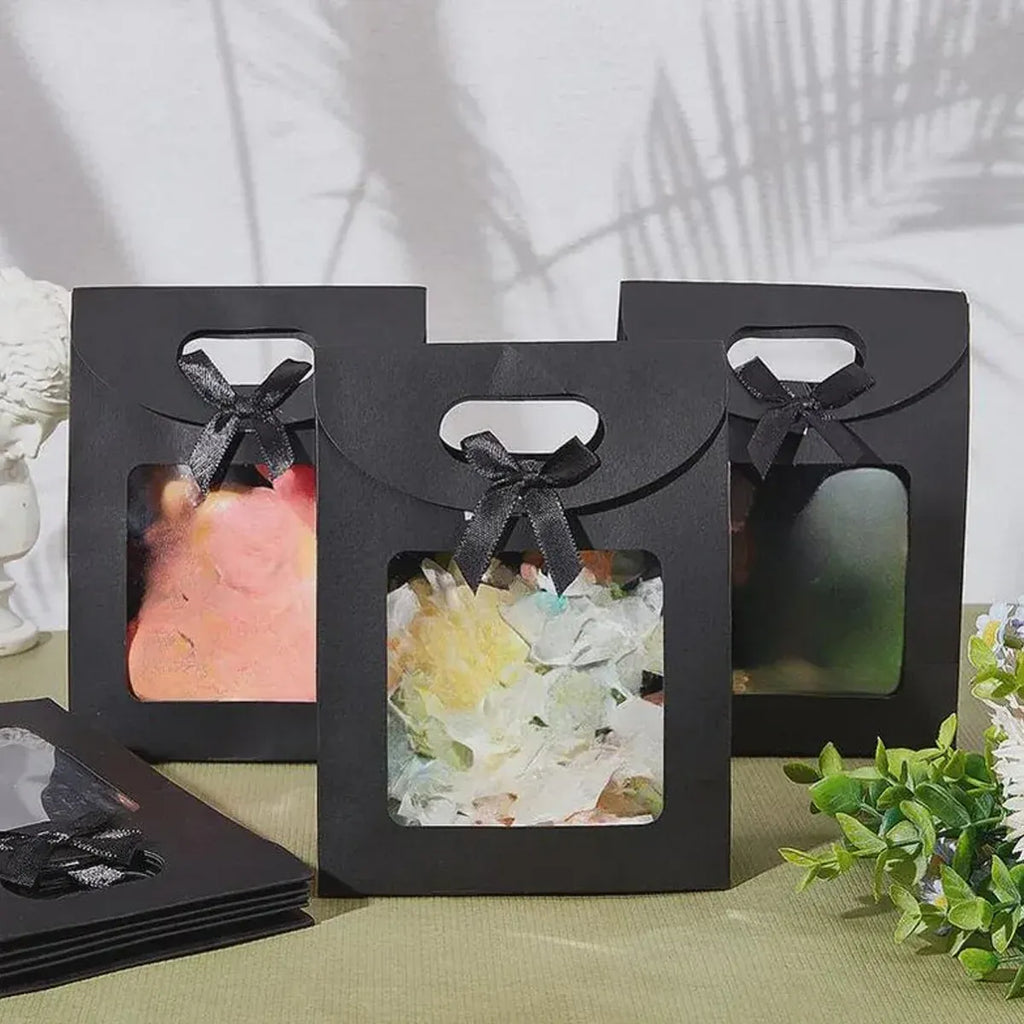24PCS Bow Gift Boxes with Clear Window Aesthetic for Candy Gift Packaging Use - S