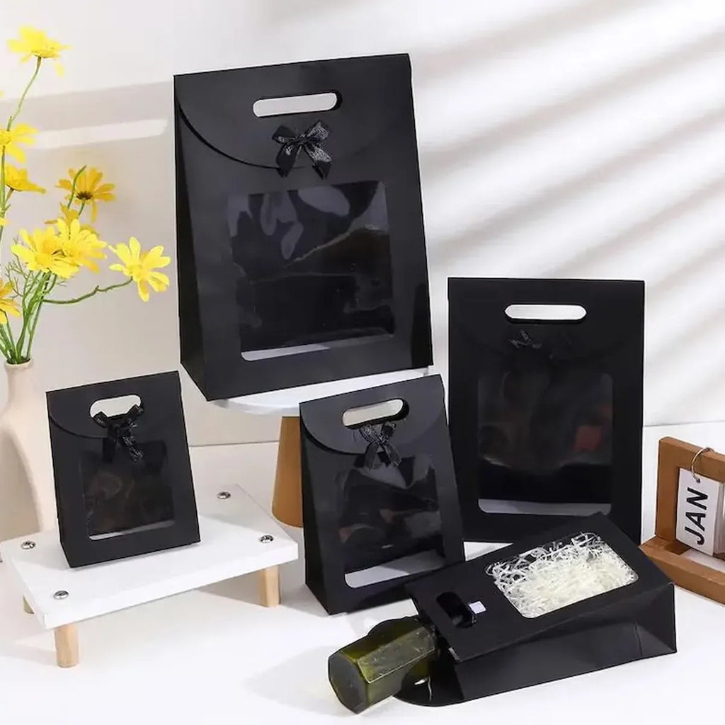 24PCS Bow Gift Boxes with Clear Window Aesthetic for Candy Gift Packaging Use - S