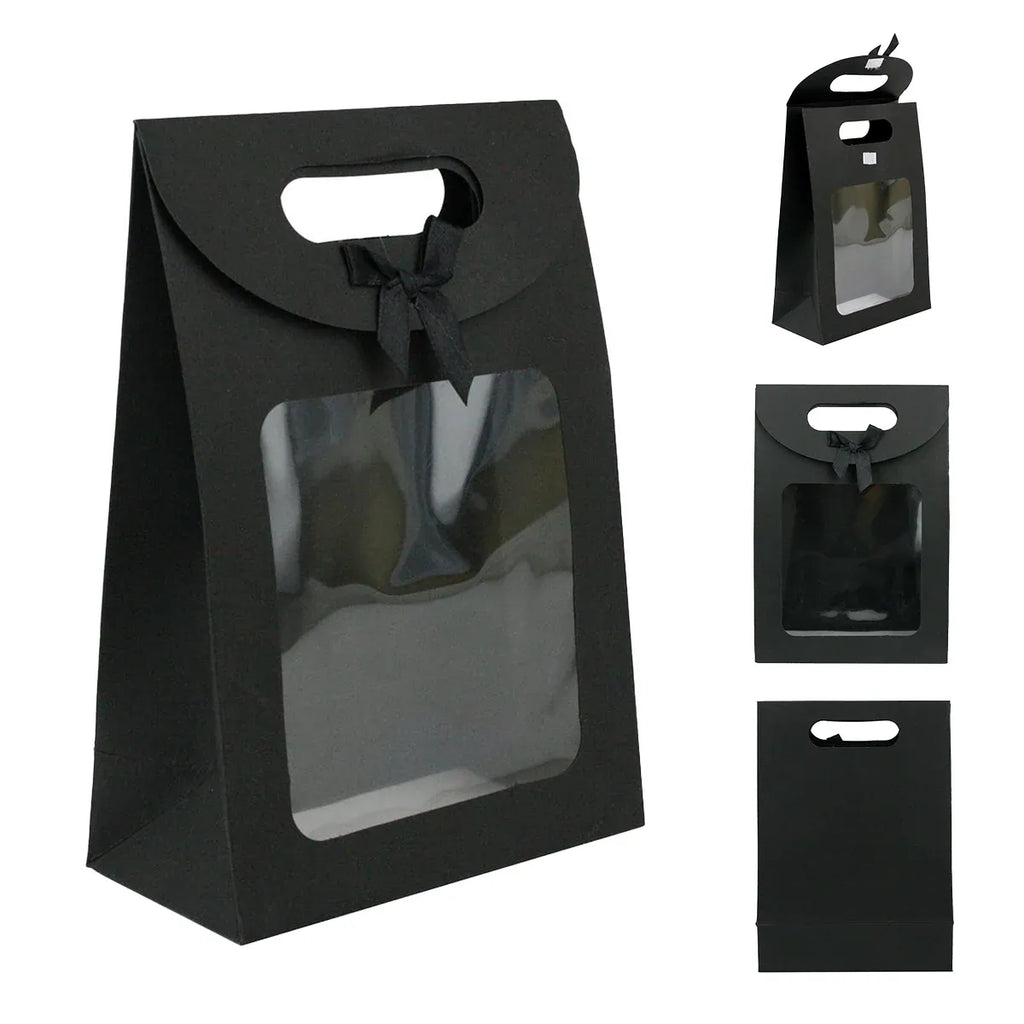 24PCS Bow Gift Boxes with Clear Window Aesthetic for Candy Gift Packaging Use - S