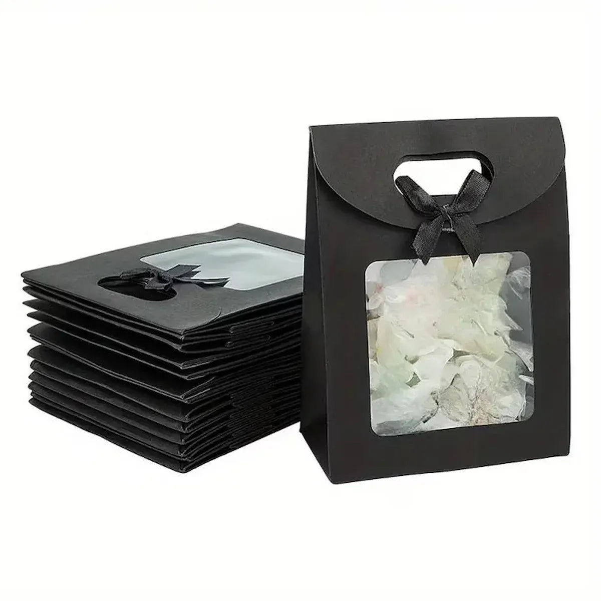24PCS Bow Gift Boxes with Clear Window Aesthetic for Candy Gift Packaging Use - S