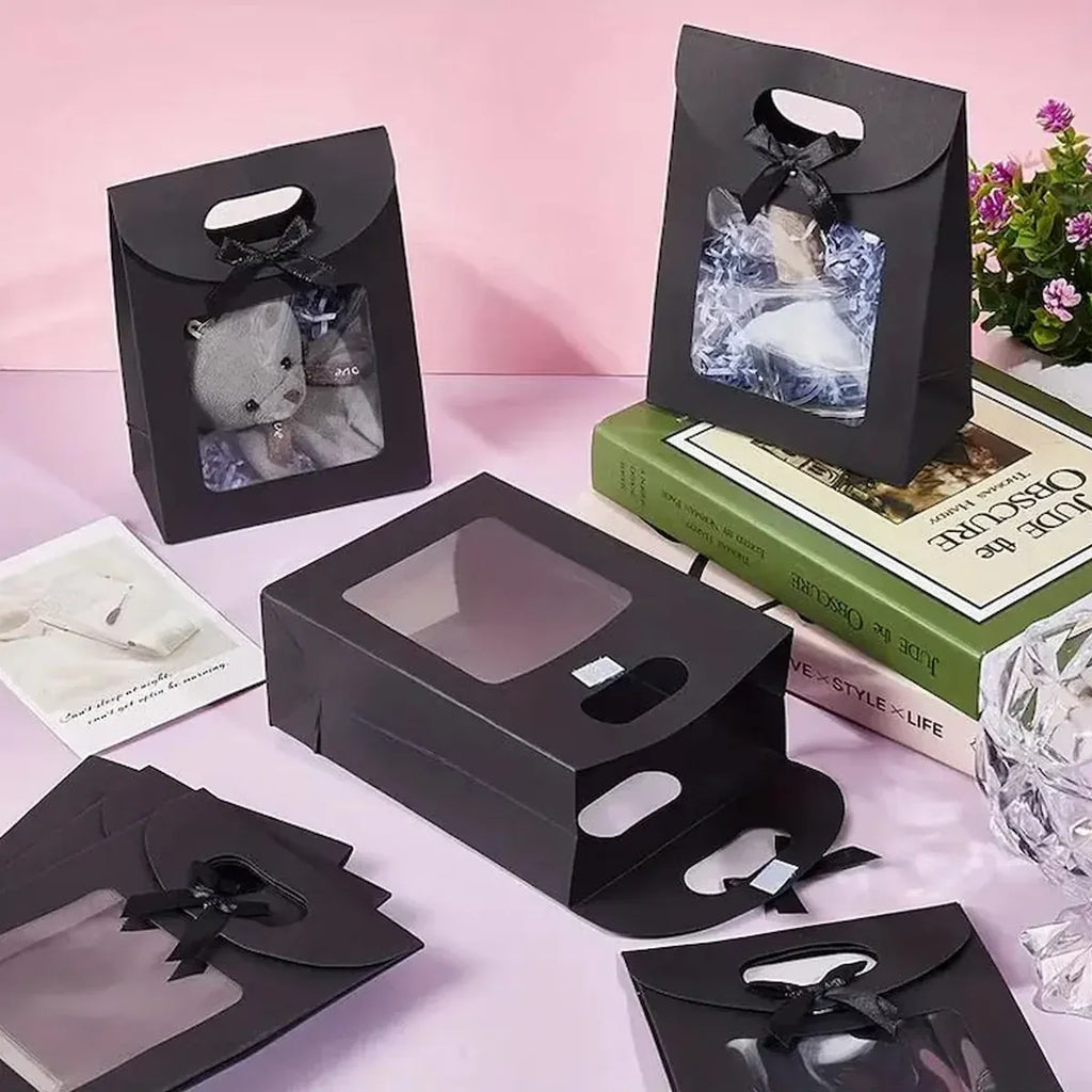 24PCS Bow Gift Boxes with Clear Window Aesthetic for Candy Gift Packaging Use - S