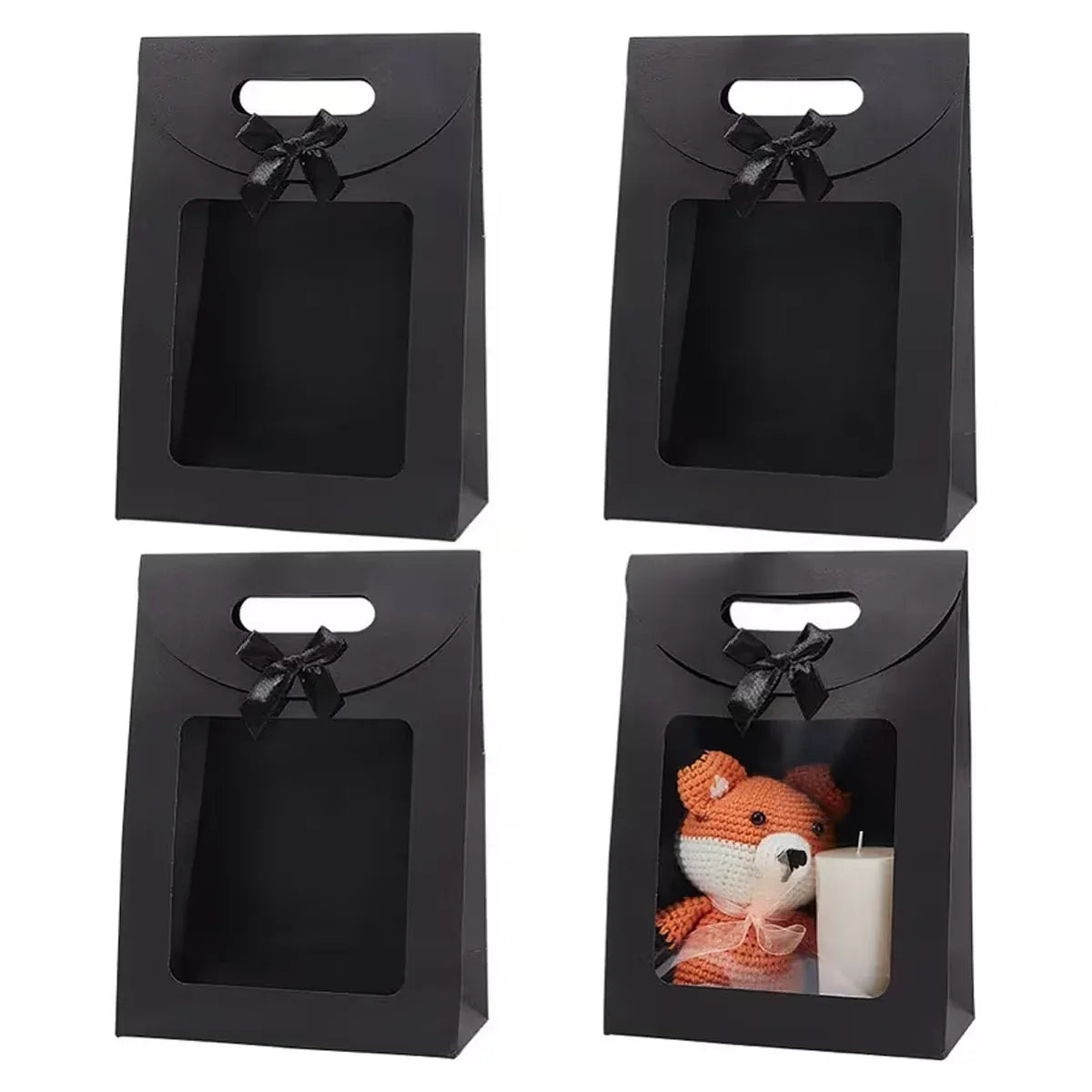 24PCS Bow Gift Boxes with Clear Window Aesthetic for Candy Gift Packaging Use - S