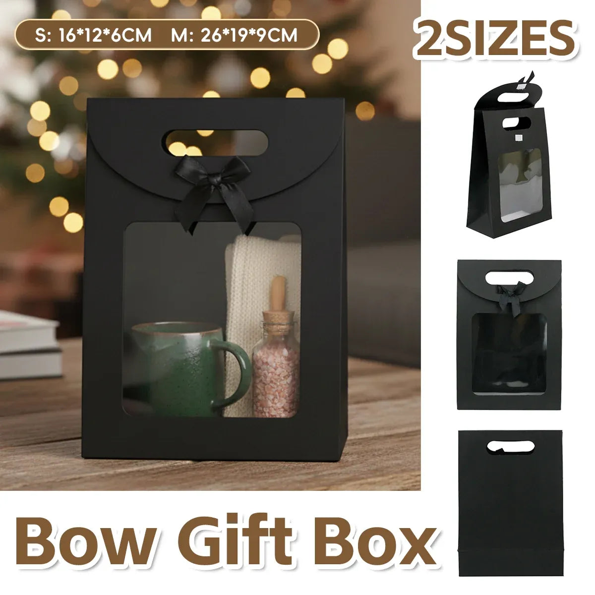 24PCS Bow Gift Boxes with Clear Window Aesthetic for Candy Gift Packaging Use - S