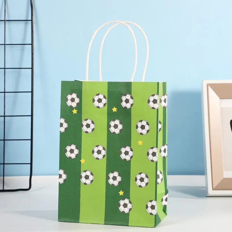 30PCS Fashion Ball Kraft Paper Gift Bag Festivals gift tote bag Party Favor Bag - Green-Football-30pcs