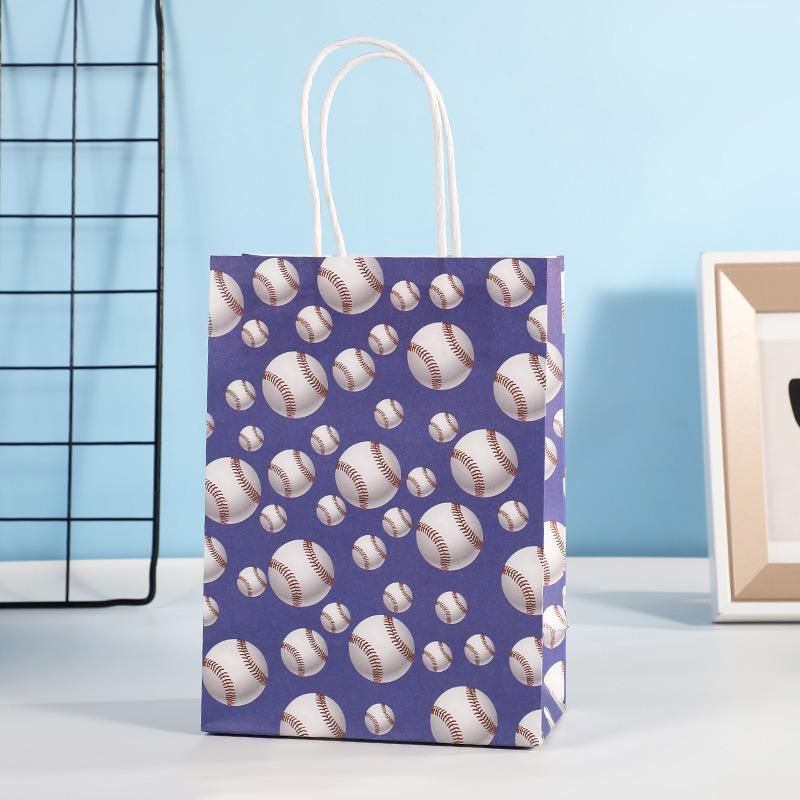 30PCS Fashion Ball Kraft Paper Gift Bag Festivals gift tote bag Party Favor Bag - Green-Football-30pcs