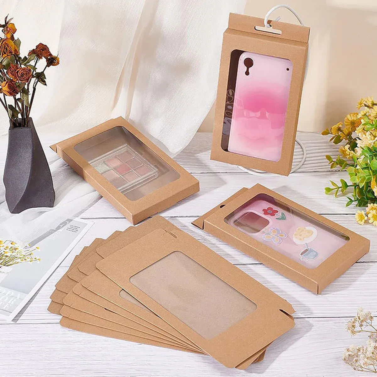 50PCS Gift Packaging Boxes Durable Clear Window for Gift Packaging Presentation - Black