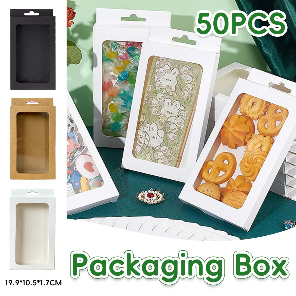 50PCS Gift Packaging Boxes Durable Clear Window for Gift Packaging Presentation - Black