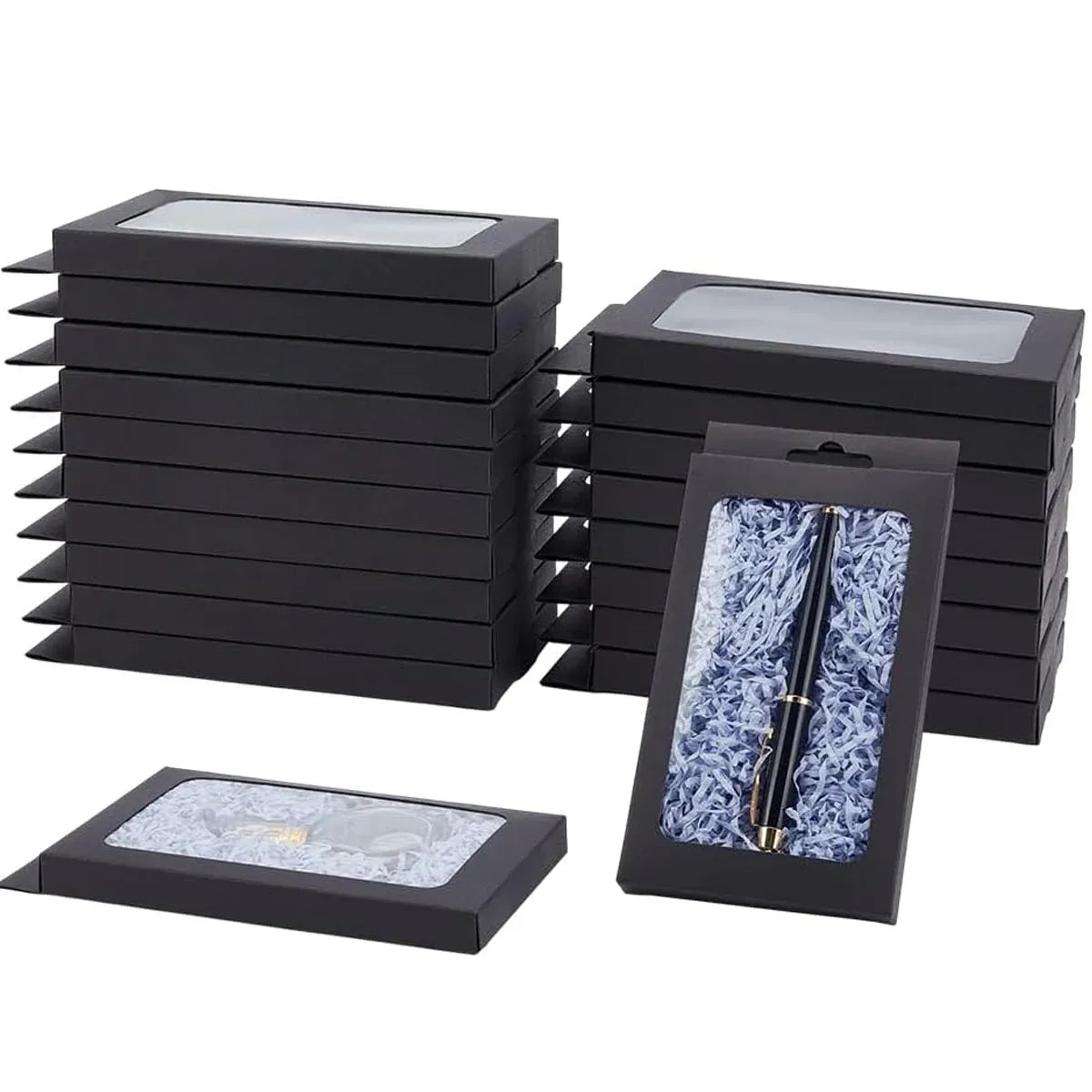 50PCS Gift Packaging Boxes Durable Clear Window for Gift Packaging Presentation - Kraft
