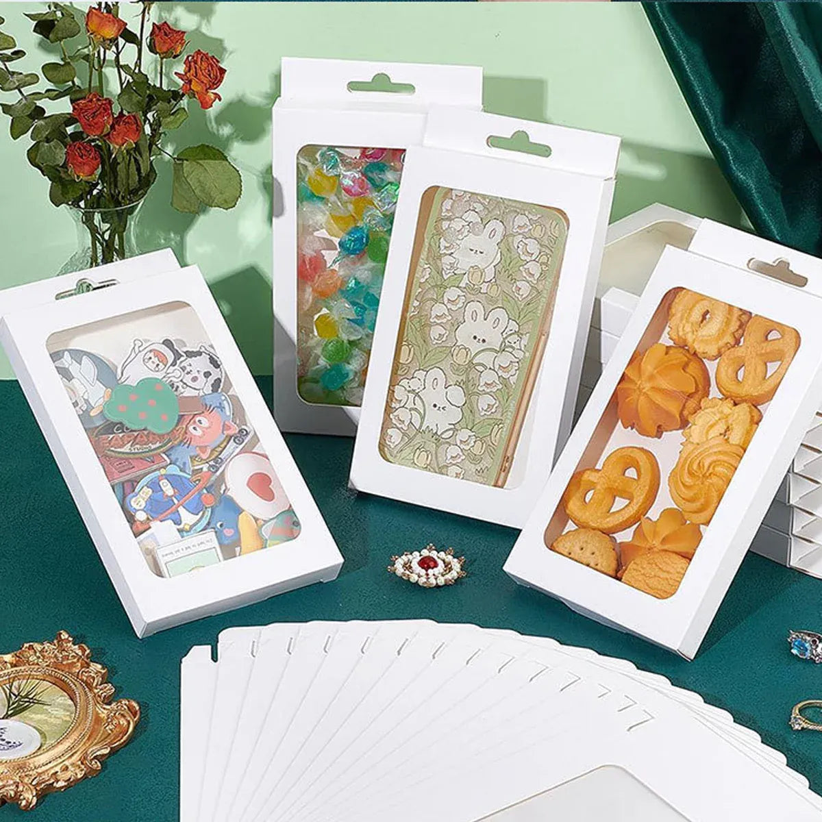 50PCS Gift Packaging Boxes Durable Clear Window for Gift Packaging Presentation - Kraft