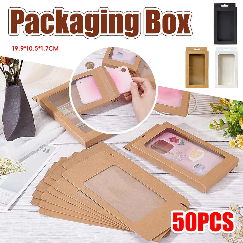 50PCS Gift Packaging Boxes Durable Clear Window for Gift Packaging Presentation - White