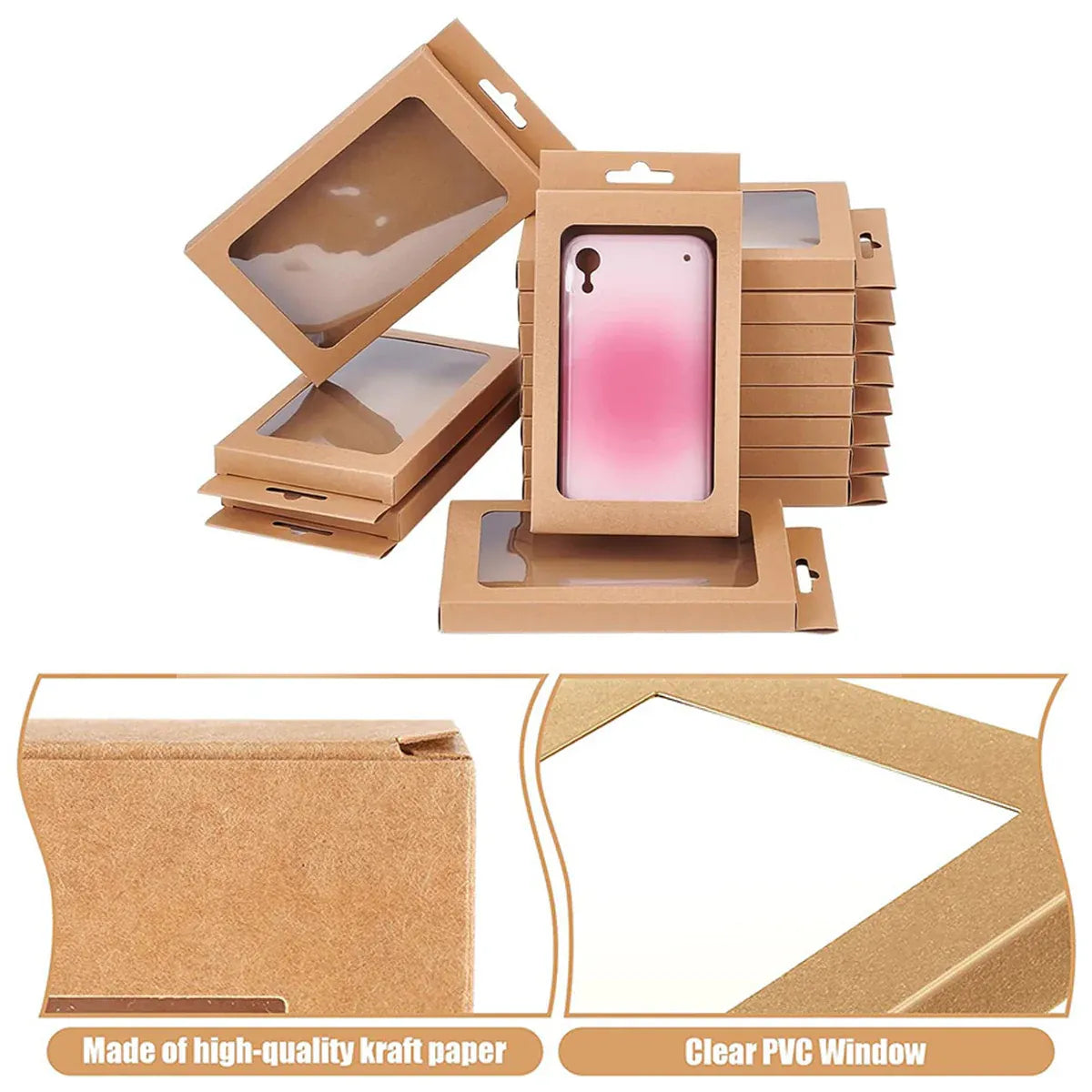 50PCS Gift Packaging Boxes Durable Clear Window for Gift Packaging Presentation - White