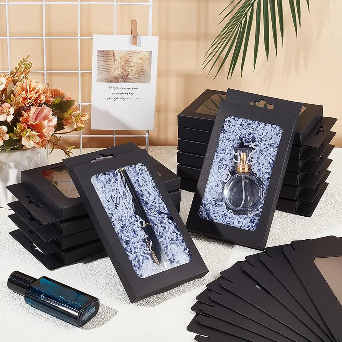 50PCS Gift Packaging Boxes Durable Clear Window for Gift Packaging Presentation - White