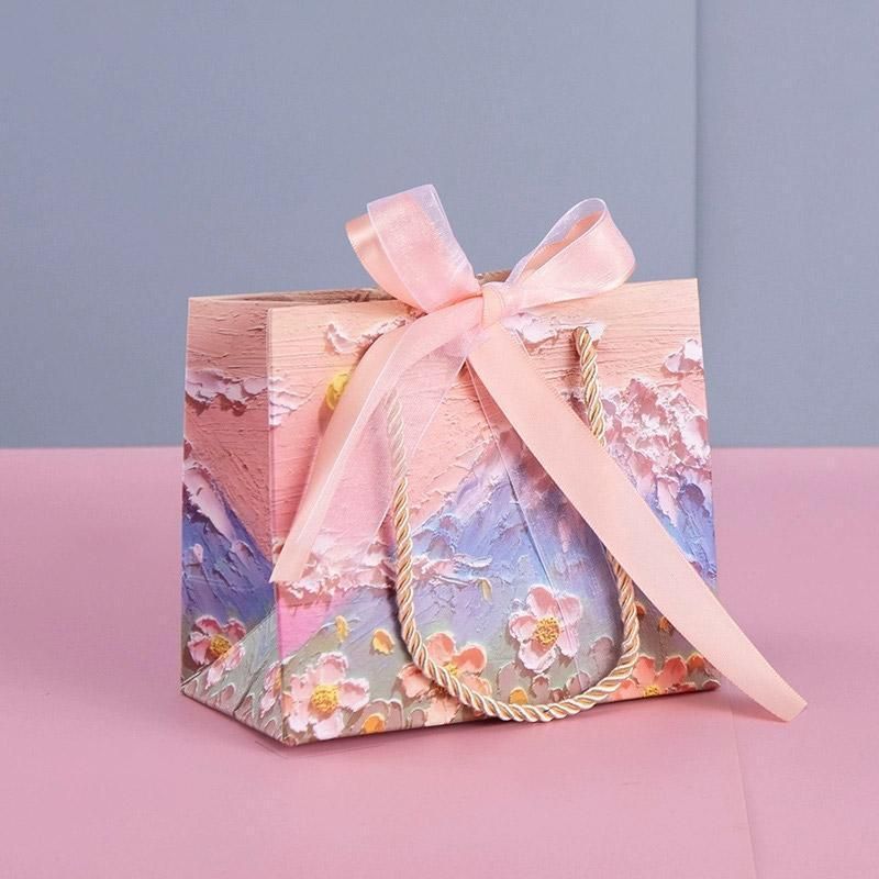 10pcs Oil Painting Gift Paper Bags for Birthday and Holiday Gift Packaging Tote - S