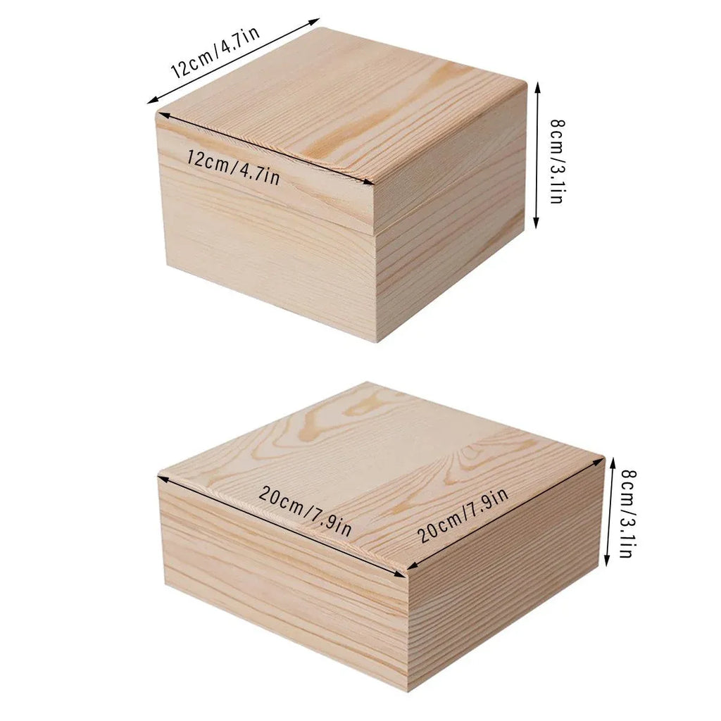 10pcs Wooden Gift Box for Jewelry Packaging Crafts Wedding Birthday Gift Storage - 12cm x 12cm x 8cm