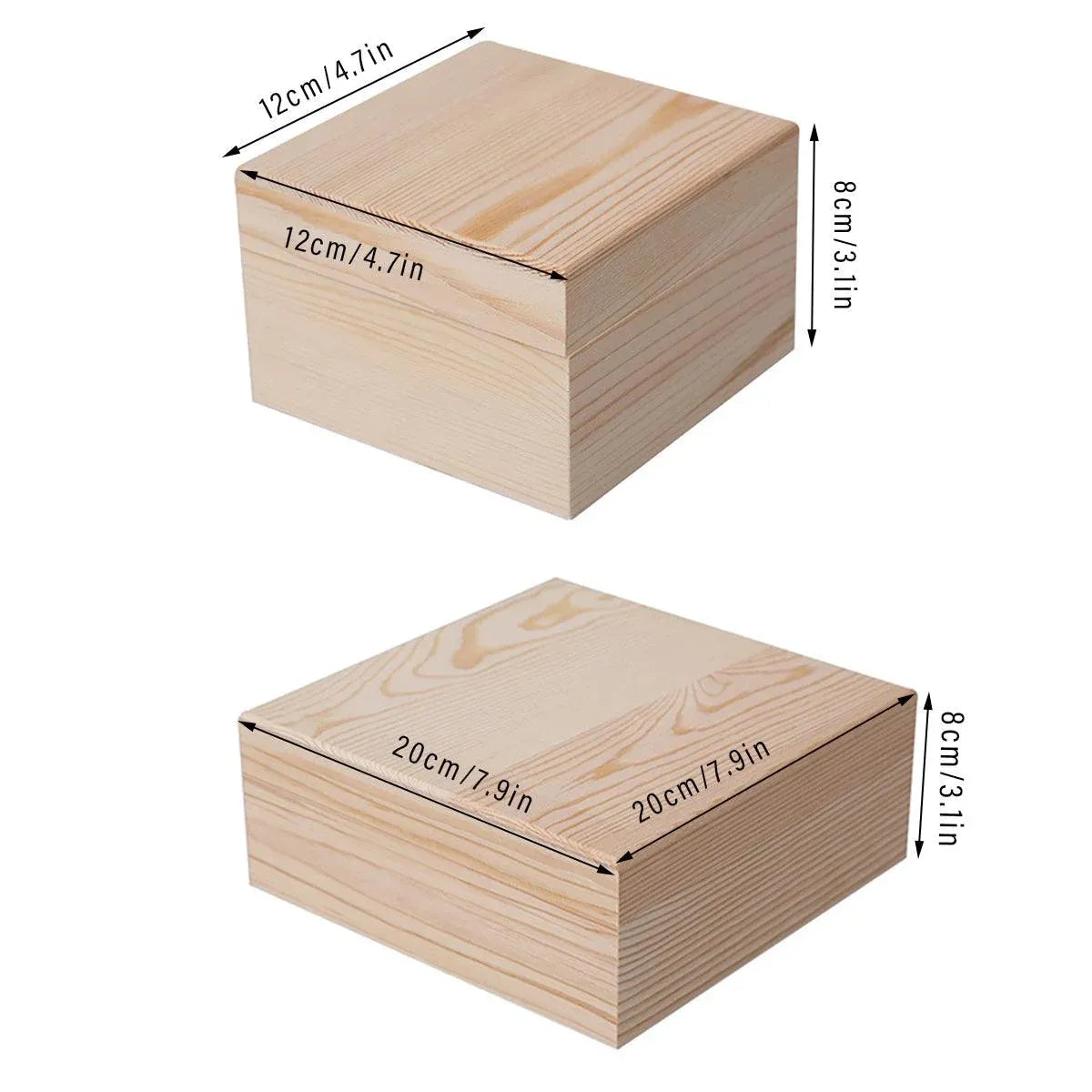 10pcs Wooden Gift Box for Jewelry Packaging Crafts Wedding Birthday Gift Storage - 12cm x 12cm x 8cm