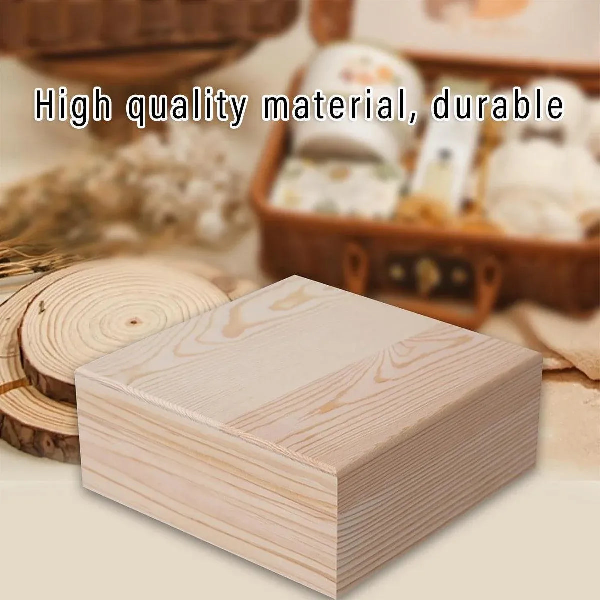 10pcs Wooden Gift Box for Jewelry Packaging Crafts Wedding Birthday Gift Storage - 12cm x 12cm x 8cm