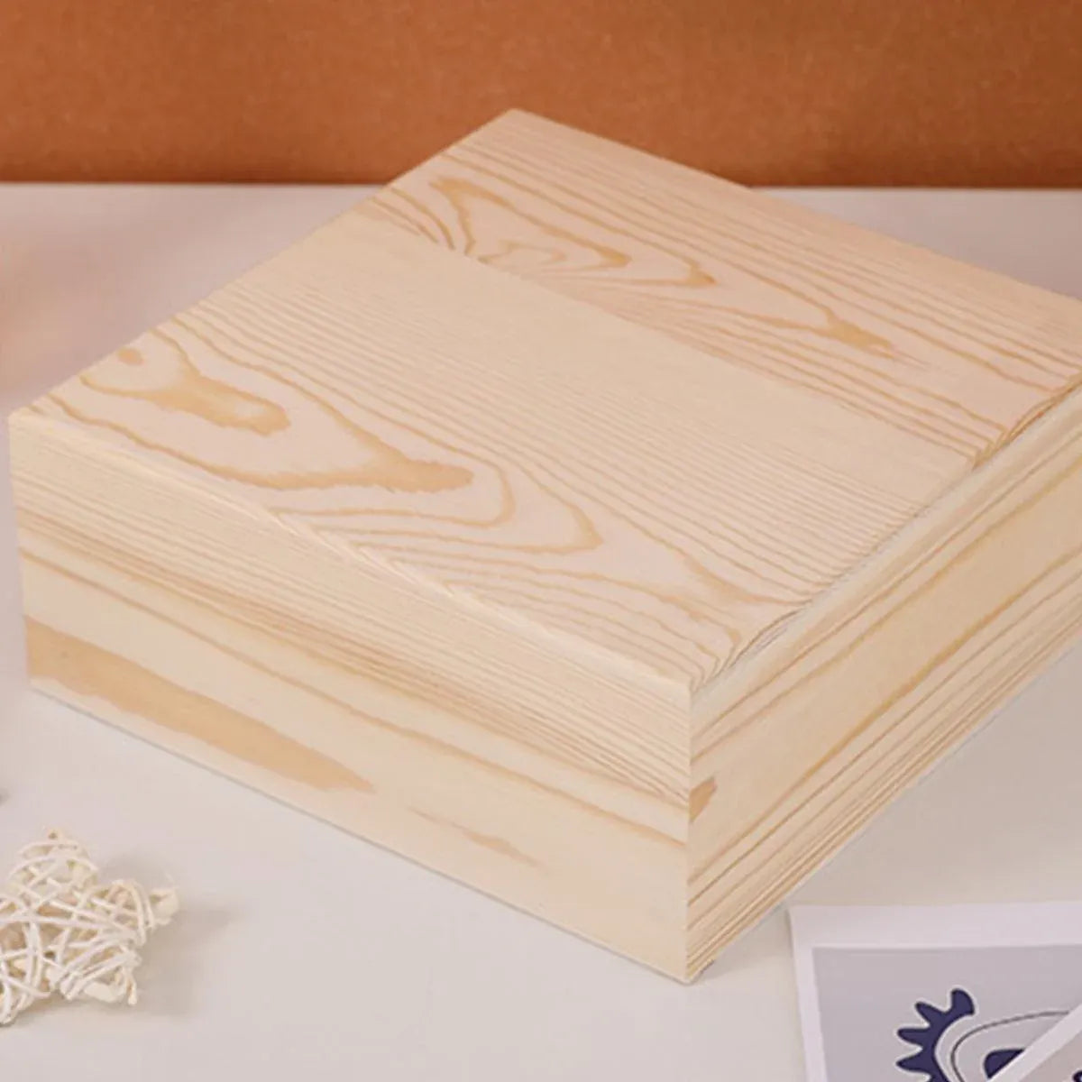10pcs Wooden Gift Box for Jewelry Packaging Crafts Wedding Birthday Gift Storage - 12cm x 12cm x 8cm