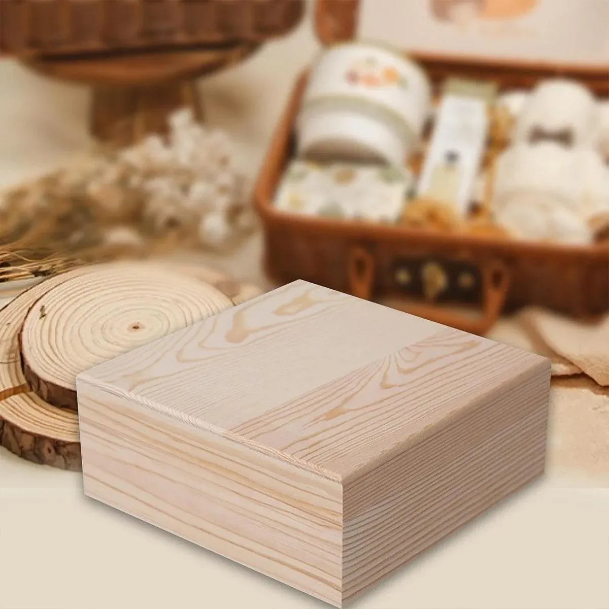 10pcs Wooden Gift Box for Jewelry Packaging Crafts Wedding Birthday Gift Storage - 12cm x 12cm x 8cm