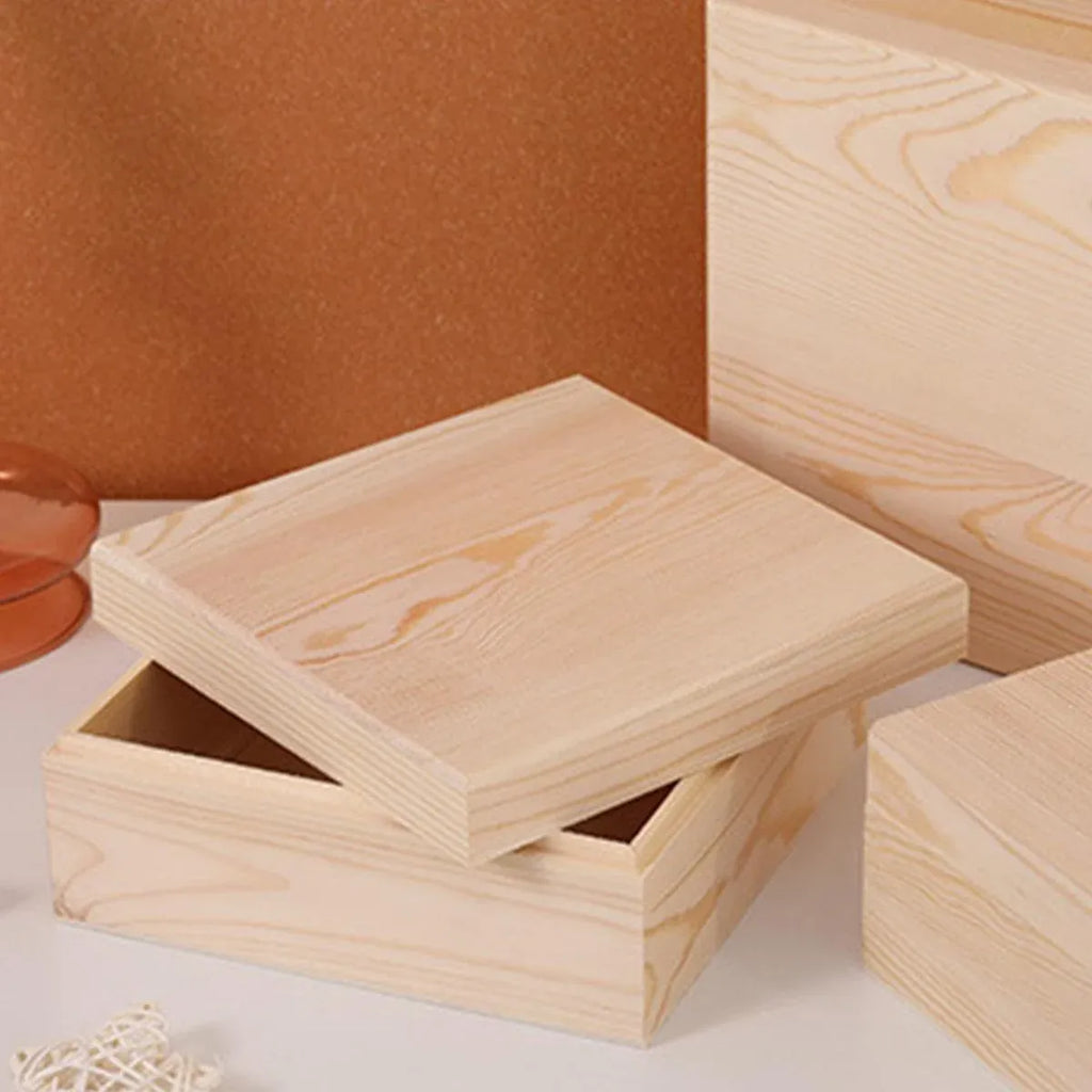 10pcs Wooden Gift Box for Jewelry Packaging Crafts Wedding Birthday Gift Storage - 12cm x 12cm x 8cm