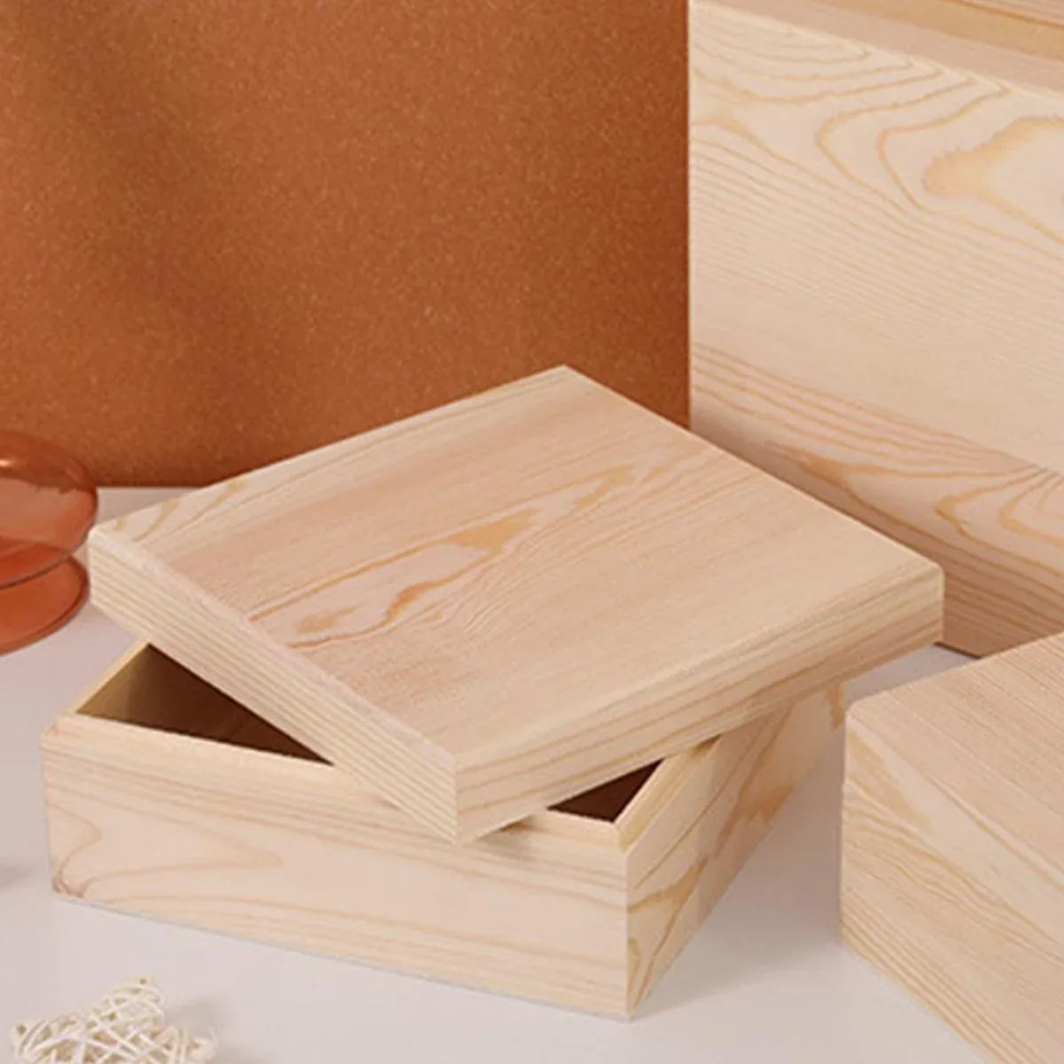 10pcs Wooden Gift Box for Jewelry Packaging Crafts Wedding Birthday Gift Storage - 12cm x 12cm x 8cm