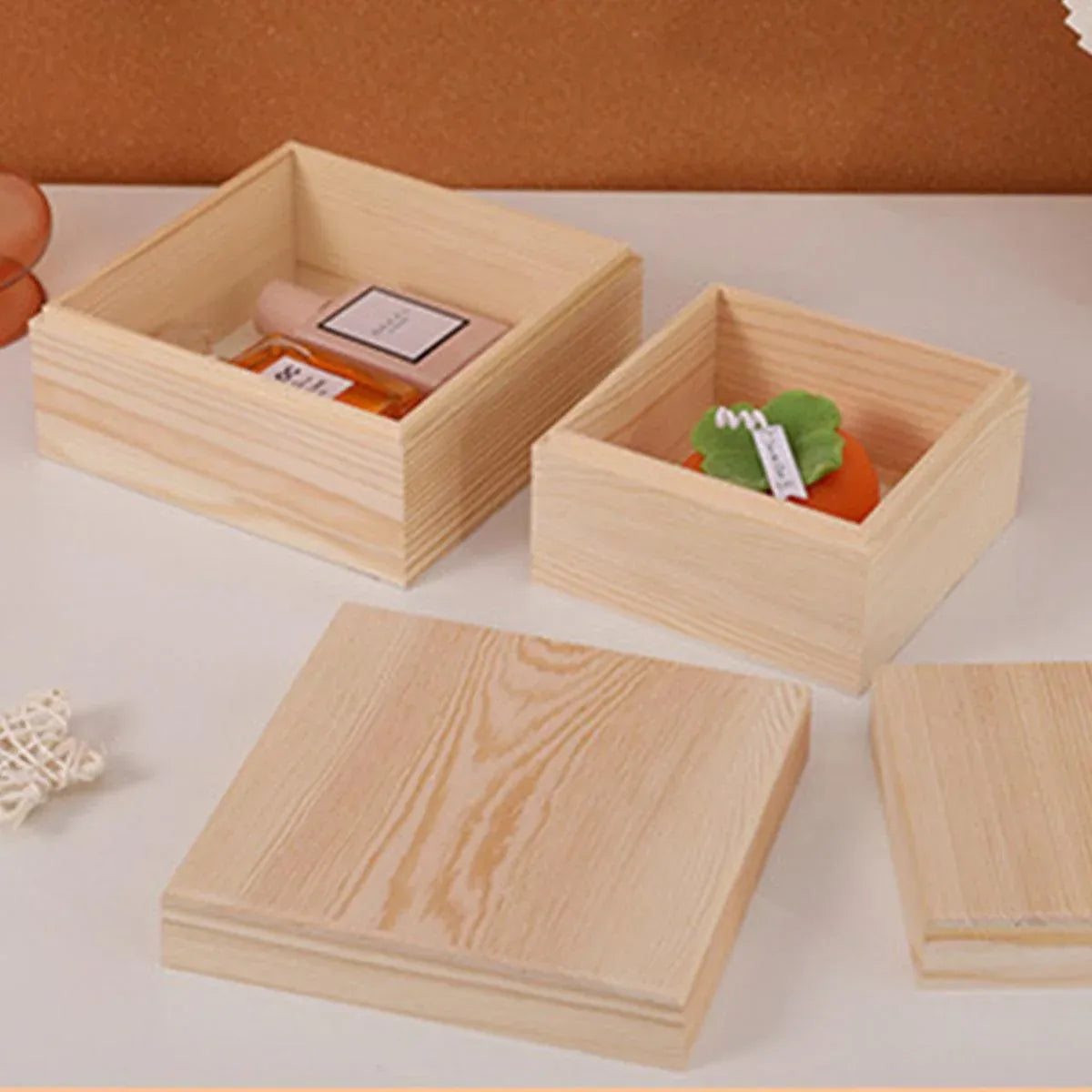 10pcs Wooden Gift Box for Jewelry Packaging Crafts Wedding Birthday Gift Storage - 12cm x 12cm x 8cm