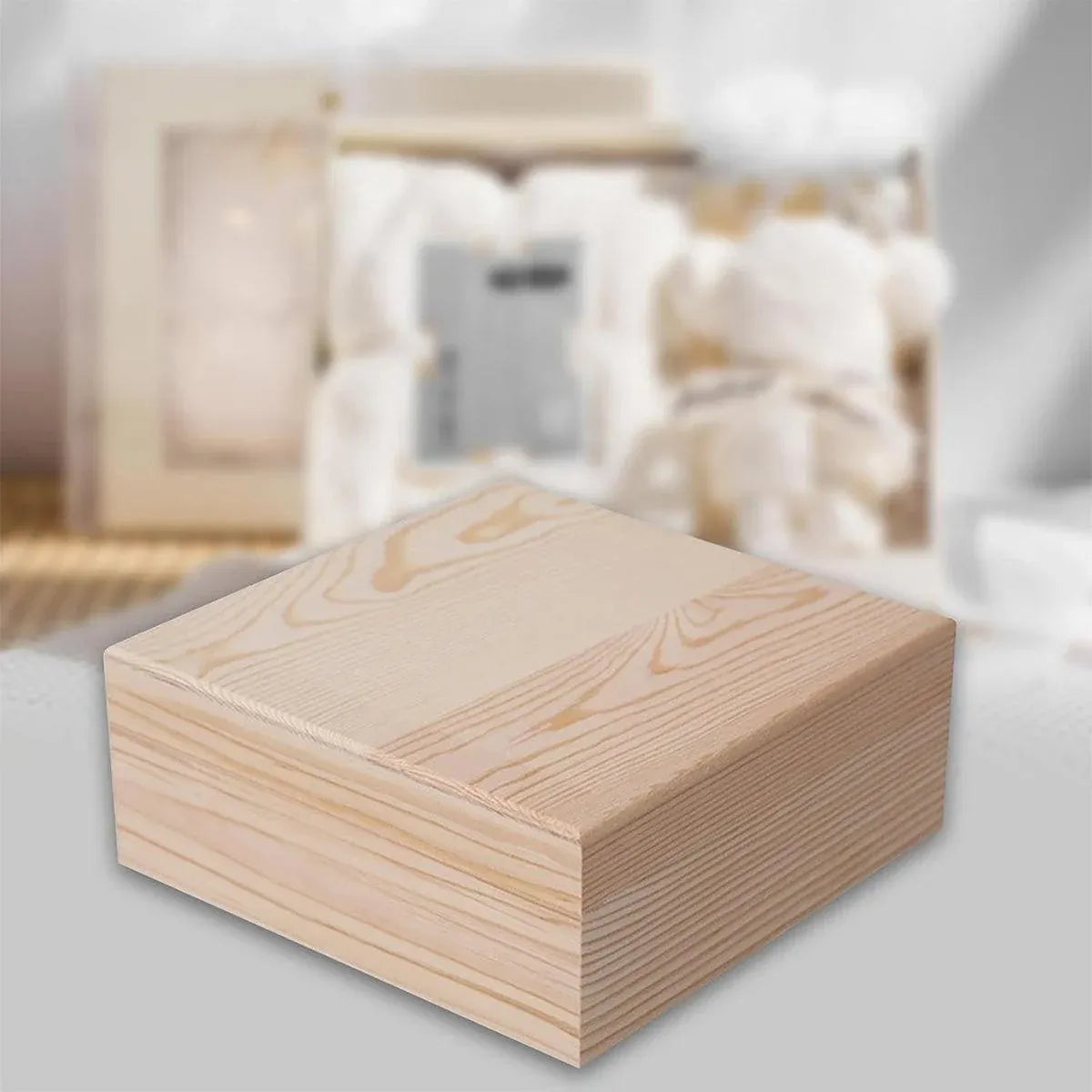 10pcs Wooden Gift Box for Jewelry Packaging Crafts Wedding Birthday Gift Storage - 12cm x 12cm x 8cm