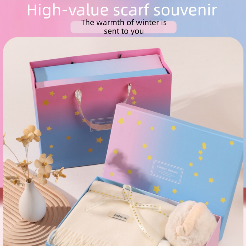 White Winter Scarf Gift Box Set for Women （Earmuffs, Gloves, and Scarf 3-Piece Set）- Soft Warm Scarf with Luxury Gift Packaging Birthday Present for Girlfriend Wife Daughter