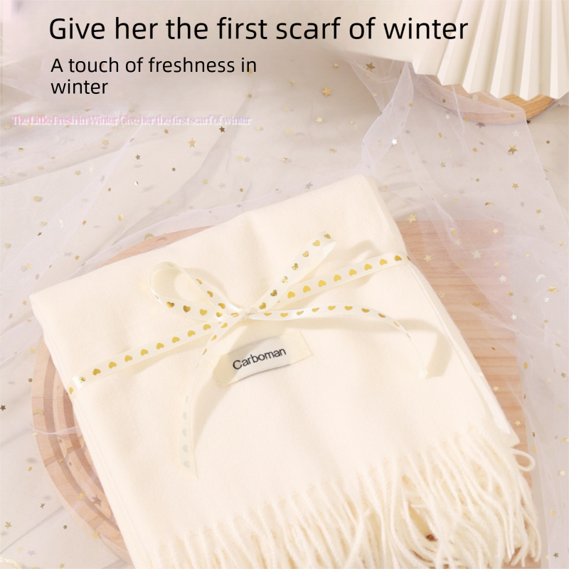 White Winter Scarf Gift Box Set for Women （Earmuffs, Gloves, and Scarf 3-Piece Set）- Soft Warm Scarf with Luxury Gift Packaging Birthday Present for Girlfriend Wife Daughter