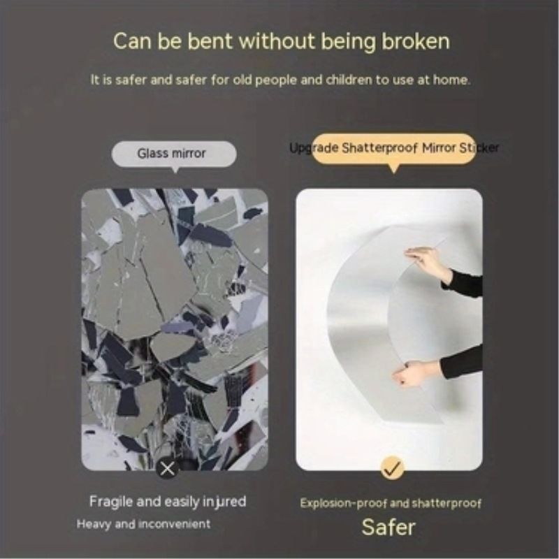 Acrylic Full Length Mirror Wall Sticker - 4 Piece Shatterproof Self Adhesive Mirror Tiles, 120cm x 30cm Splicing Floor Mirror, Flexible Safety Mirror for Bedroom Bathroom Hallway Decor